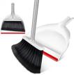 broom and dustpan set - angle broom with handy clip-on dustpan , light broom with 51” long extendable handle for desk，floor，garage and kitchen red white logo