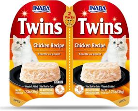 img 3 attached to 🐱 Inaba Twins for Cats, Grain-Free Shredded Chicken & Broth Gelée Cups, 1.23oz per Serving, 19.68oz Total (16 Servings), Chicken Recipe