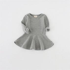 img 1 attached to Csbks Toddler Baby Girls Long Sleeve Cotton Dress Solid Ruffle Tops