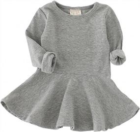 img 2 attached to Csbks Toddler Baby Girls Long Sleeve Cotton Dress Solid Ruffle Tops
