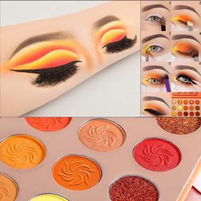 img 3 attached to Afflano 15 Color Red Orange Eyeshadow Palette | Sunset Glam Pro Pigmented Eye Shadow Makeup Set | Nudetude Neutral Brown Yellow Gold Matte Glitter Shimmer Metallic