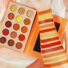 img 2 attached to Afflano 15 Color Red Orange Eyeshadow Palette | Sunset Glam Pro Pigmented Eye Shadow Makeup Set | Nudetude Neutral Brown Yellow Gold Matte Glitter Shimmer Metallic