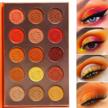 afflano 15 color red orange eyeshadow palette | sunset glam pro pigmented eye shadow makeup set | nudetude neutral brown yellow gold matte glitter shimmer metallic logo
