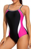 attraco women's athletic one piece sports training swimming suit logo