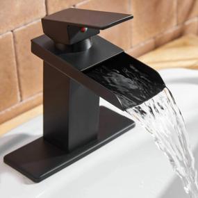 img 3 attached to Modern Matte Black Bathroom Sink Faucet With Waterfall Spout - Single Handle Basin Mixer Tap For 1 Hole Installation By Bathfinesse