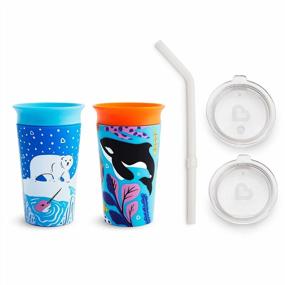 img 4 attached to Munchkin Miracle 360 WildLove 9Oz Sippy Cup 2 Pack Polar Bear/Orca With 3Pc Sipper And Straw Lid