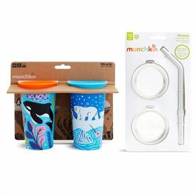 img 3 attached to Munchkin Miracle 360 WildLove 9Oz Sippy Cup 2 Pack Polar Bear/Orca With 3Pc Sipper And Straw Lid
