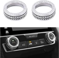 🚗 1797 compatible ac knobs caps for honda accessories - bling interior parts civic 10th coupe hatchback type r air conditioning control decals stickers cover decoration - men crystal zinc - cute silver - 2 pack logo