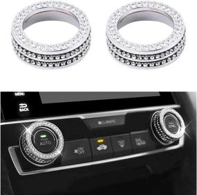 img 4 attached to 🚗 1797 Compatible AC Knobs Caps for Honda Accessories - Bling Interior Parts Civic 10th Coupe Hatchback Type R Air Conditioning Control Decals Stickers Cover Decoration - Men Crystal Zinc - Cute Silver - 2 Pack