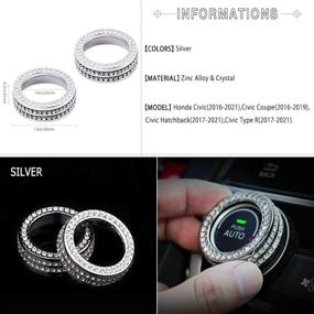 img 2 attached to 🚗 1797 Compatible AC Knobs Caps for Honda Accessories - Bling Interior Parts Civic 10th Coupe Hatchback Type R Air Conditioning Control Decals Stickers Cover Decoration - Men Crystal Zinc - Cute Silver - 2 Pack