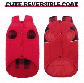 img 2 attached to 🐶 Dog Winter Clothes - Reversible Polar Fleece Jacket for Dogs, Windproof Pet Cold Weather Coats, Warm Dog Vest with Pocket, Christmas Suit Xmas Gifts Classic Red Plaid