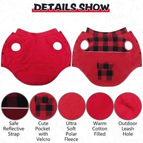 img 1 attached to 🐶 Dog Winter Clothes - Reversible Polar Fleece Jacket for Dogs, Windproof Pet Cold Weather Coats, Warm Dog Vest with Pocket, Christmas Suit Xmas Gifts Classic Red Plaid