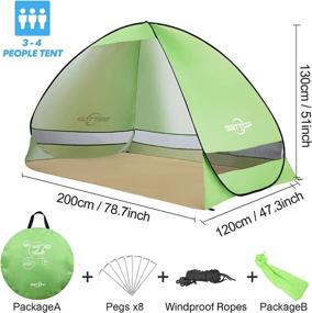img 1 attached to Portable Pop Up Beach Tent For 4 Persons - Anti-UV Sun Shelter With Easy Set-Up, Lightweight Outdoor Family Kids Tent, Tender Green 2022 Umbrella Shelter Tent For The Beach