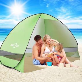 img 3 attached to Portable Pop Up Beach Tent For 4 Persons - Anti-UV Sun Shelter With Easy Set-Up, Lightweight Outdoor Family Kids Tent, Tender Green 2022 Umbrella Shelter Tent For The Beach