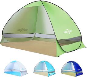 img 4 attached to Портативная всплывающая пляжная палатка для 4 человек - солнцезащитное укрытие от ультрафиолета с простой настройкой, легкая уличная семейная детская палатка, нежная зеленая палатка-зонтик 2022 для пляжа