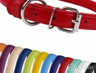 img 1 attached to CollarDirect Rolled Leather Dog Collar - Soft Padded Round Puppy Collar, Handmade Genuine Leather 13 Colors (7-8 Inch, Beige Textured) review by Ronnie Dabolt