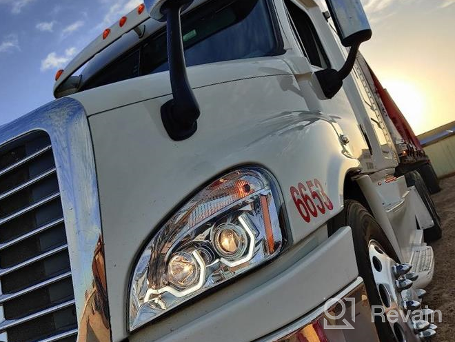 img 1 attached to AmeriLite Chrome Projector Headlights With LED Dual Bars For 2008-2020 Freightliner Cascadia - Pair Set Including High/Low Beam Bulb Replacement review by Brad King