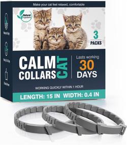 img 4 attached to 🐱 Long-Lasting Calming Collar for Cats - Relieve Anxiety, Stress, and Promote Relaxation - 3 Pack, 30 Days, Adjustable Breakaway Design - Gray