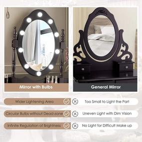 img 2 attached to CharmAid Vanity Set With 10 LED Lights, 4 Drawers, And Storage Shelf - Detachable Top And Cushioned Stool - Ideal For Bedroom, Bathroom, And Makeup - Brown Finish - Perfect For Girls And Women
