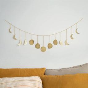 img 4 attached to Moon Phase Wall Hanging Garland - 13 Gold Hammered Metal Boho Wall Decor Moon Garland 36'' - Celestial Phases Moon Decor In Bohemian Style - Moon Phases Wall Art For Home, Bedroom, Living Room