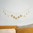 moon phase wall hanging garland - 13 gold hammered metal boho wall decor moon garland 36'' - celestial phases moon decor in bohemian style - moon phases wall art for home, bedroom, living room logo