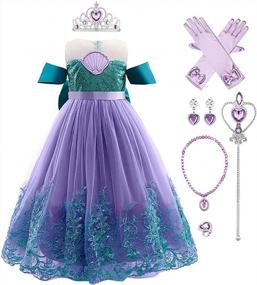 img 3 attached to Костюм принцессы русалки для маленьких девочек, платье принцессы Ариэль, платье для дня рождения, Хэллоуина, вечеринки, косплей, платье с аксессуарами