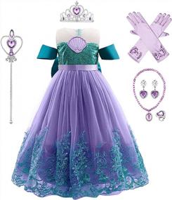 img 4 attached to Костюм принцессы русалки для маленьких девочек, платье принцессы Ариэль, платье для дня рождения, Хэллоуина, вечеринки, косплей, платье с аксессуарами