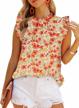 chic and breezy: women's chiffon printed tank tops with ruffle sleeves and loose fit for casual summer wear (sizes s-xxl) logo