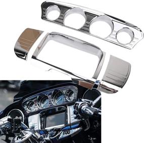 img 2 attached to Chrome Tri-Line Gauge Stereo Trim for 2014-2019 Harley Davidson Touring Electra Glide Street Glide Ultra Limited & Tri-Glide Ultra - Motorcycle Accessory