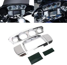 img 4 attached to Chrome Tri-Line Gauge Stereo Trim for 2014-2019 Harley Davidson Touring Electra Glide Street Glide Ultra Limited & Tri-Glide Ultra - Motorcycle Accessory