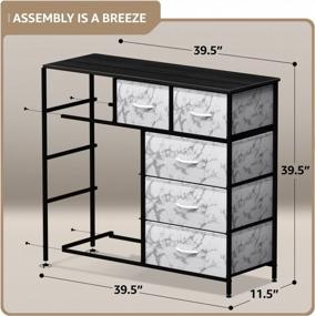 img 2 attached to Marble White 9-Drawer Dresser With Steel Frame And Easy Pull Fabric Bins | Perfect For Bedroom, Hallway, Closet & Office Organization