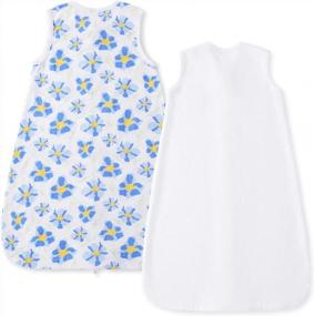 img 1 attached to Pureborn Infant Girls 2 Pack Blue Daze Sleep Spack - без рукавов 0,5 TOG Хлопковое носимое одеяло с двухсторонней молнией для детей от 0 до 6 месяцев