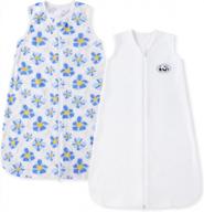 pureborn infant girls 2 pack blue daze sleep spack - без рукавов 0,5 tog хлопковое носимое одеяло с двухсторонней молнией для детей от 0 до 6 месяцев логотип