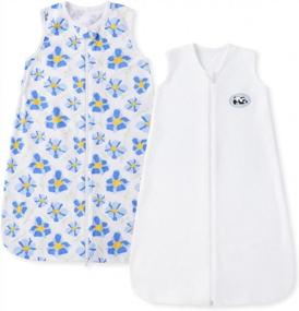 img 4 attached to Pureborn Infant Girls 2 Pack Blue Daze Sleep Spack - без рукавов 0,5 TOG Хлопковое носимое одеяло с двухсторонней молнией для детей от 0 до 6 месяцев