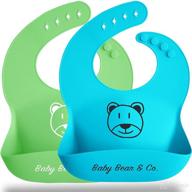 🐻 baby bear silicone bibs: mess-free feeding with food catcher, 2-pack логотип