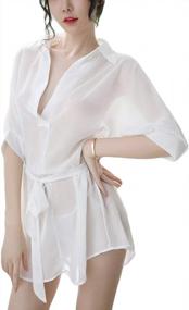 img 4 attached to Seductive Sheer Sleep Shirts: JasmyGirls' Beach Dress And Lingerie Cover-Up