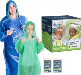 img 4 attached to Stay Dry With Lingito Emergency Rain Ponchos - Family Pack For Children And Adults - Lightweight, Reusable Or Disposable With Drawstring Hood