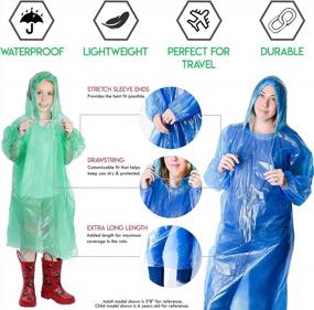 img 3 attached to Stay Dry With Lingito Emergency Rain Ponchos - Family Pack For Children And Adults - Lightweight, Reusable Or Disposable With Drawstring Hood