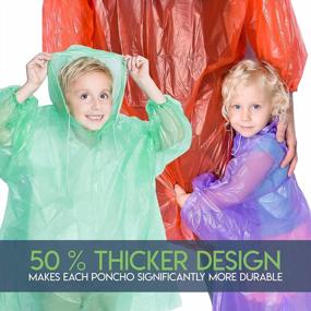 img 1 attached to Stay Dry With Lingito Emergency Rain Ponchos - Family Pack For Children And Adults - Lightweight, Reusable Or Disposable With Drawstring Hood