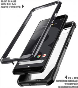 img 2 attached to Poetic Guardian Clear Hybrid Bumper Case For Google Pixel 3 - Full-Body Rugged Protection With Scratch-Resistant Back And Built-In Screen Protector, Black