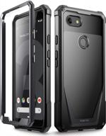 poetic guardian clear hybrid bumper case for google pixel 3 - full-body rugged protection with scratch-resistant back and built-in screen protector, black logo