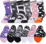 6 pairs of dosoni's non-slip winter socks for kids - thick cotton warm crew socks with grips, perfect for toddlers, girls and boys in hospitals and home. logo