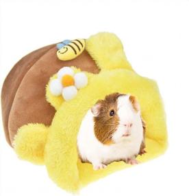 img 4 attached to Cozy Fleece Snuggle Sack Bed For Small Animals - Rabbit, Guinea Pig, Hamster, Chinchilla, Squirrel, Rat - Yellow Bee Design - Ideal For Cage - Size Small