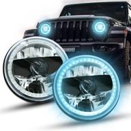 iyf 7 inch round led headlights with amber turn signal, white drl, blue halo ring, high low sealed beam h6024 headlamps, compatible with 2007-2018 jeep wrangler jk, jeep tj, cj, hummer h1 h2 - set of 2 логотип