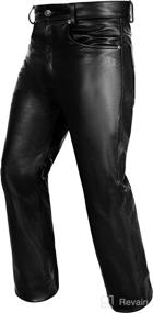 img 2 attached to 🏍️ DALLX Men's Black Leather Motorcycle Pants | Full Grain Cow Skin | Heavy Duty Biker Motorbike Trousers