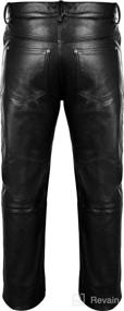 img 1 attached to 🏍️ DALLX Men's Black Leather Motorcycle Pants | Full Grain Cow Skin | Heavy Duty Biker Motorbike Trousers