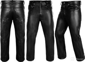 img 4 attached to 🏍️ DALLX Men's Black Leather Motorcycle Pants | Full Grain Cow Skin | Heavy Duty Biker Motorbike Trousers