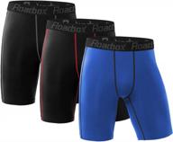 3 pack men's roadbox compression shorts - cool dry athletic workout underwear for running, gym & baselayer boxer briefs logo