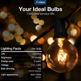 img 2 attached to G40 Globe Patio String Lights 24FT UL Listed Connectable Waterproof Outdoor Hanging Lights For Backyard Porch Garden Balcony Cafe Bistro Decor, Black