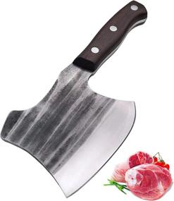 img 4 attached to Kitory Frozen Meat Cleaver, Massive Forged Super Heavy Duty Kitchen Axe Knife, Axes Butcher Chopper For Big Bone And Frozen Meat -1.68 LB-K2
